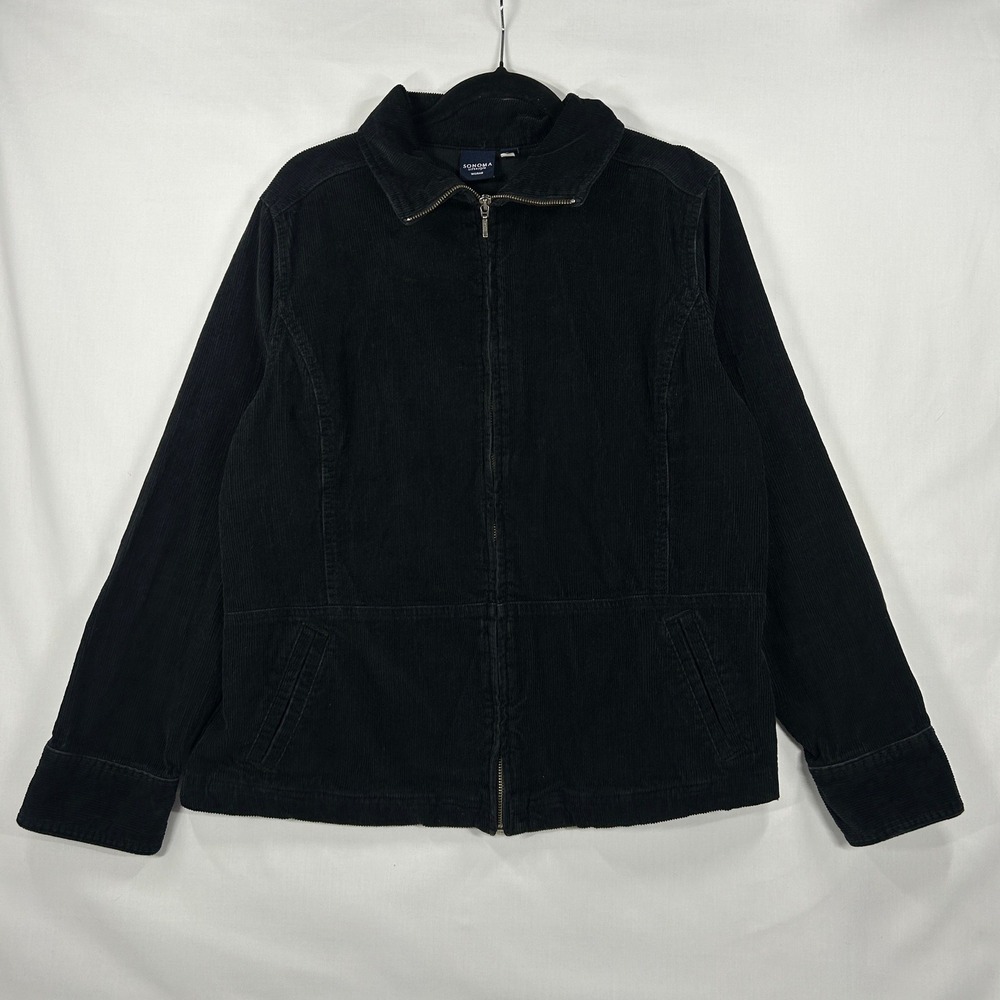Sonoma Life + Style Black Corduroy Full-Zip Jacket Size XL